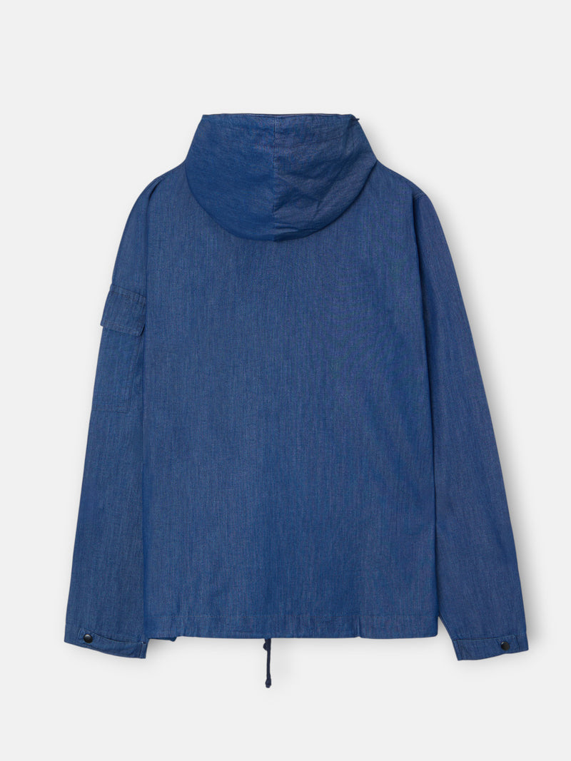 Cortavientos denim capucha azul