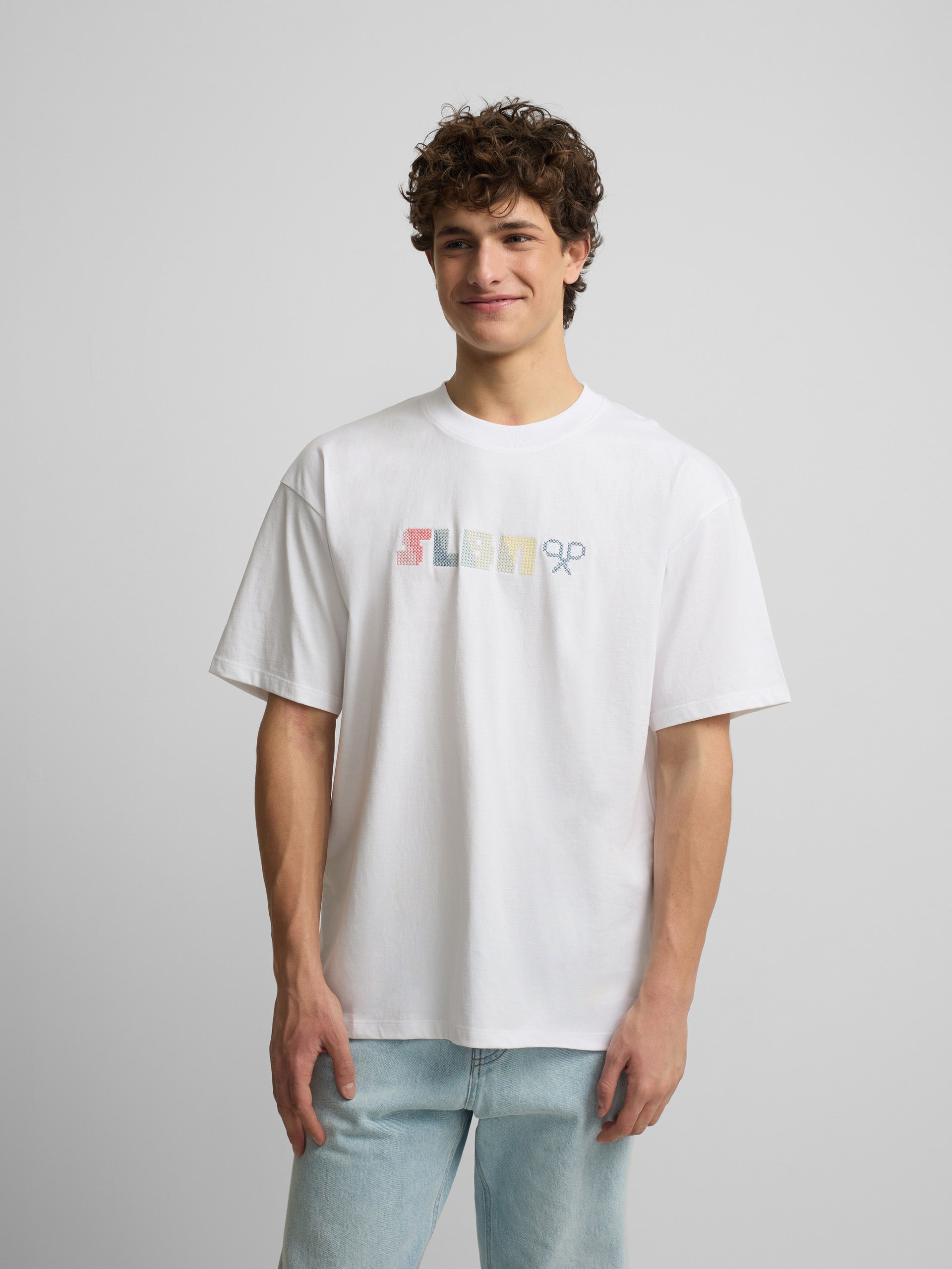 Camiseta relaxed fit slbn cross blanco