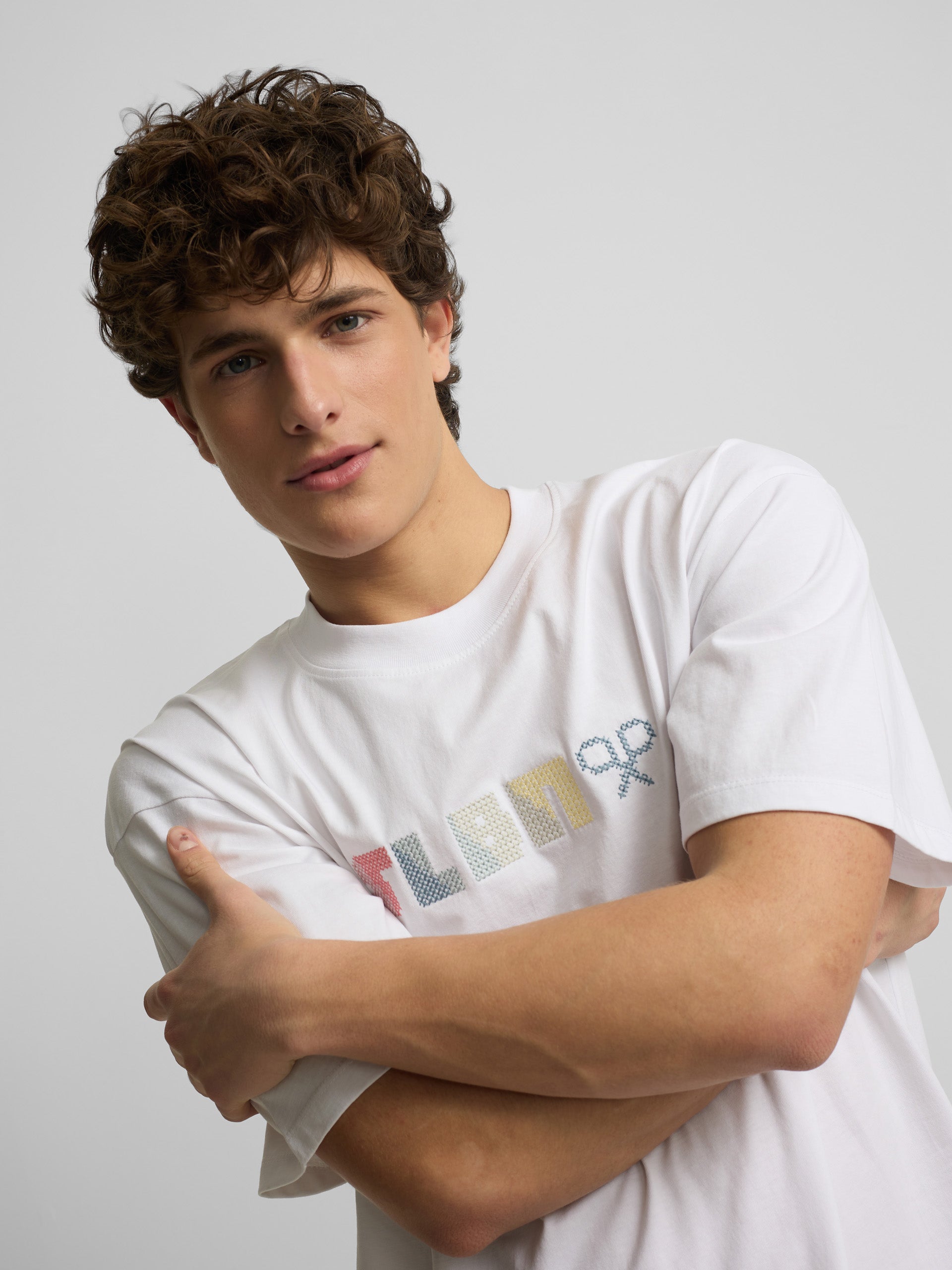 Camiseta relaxed fit slbn cross blanco