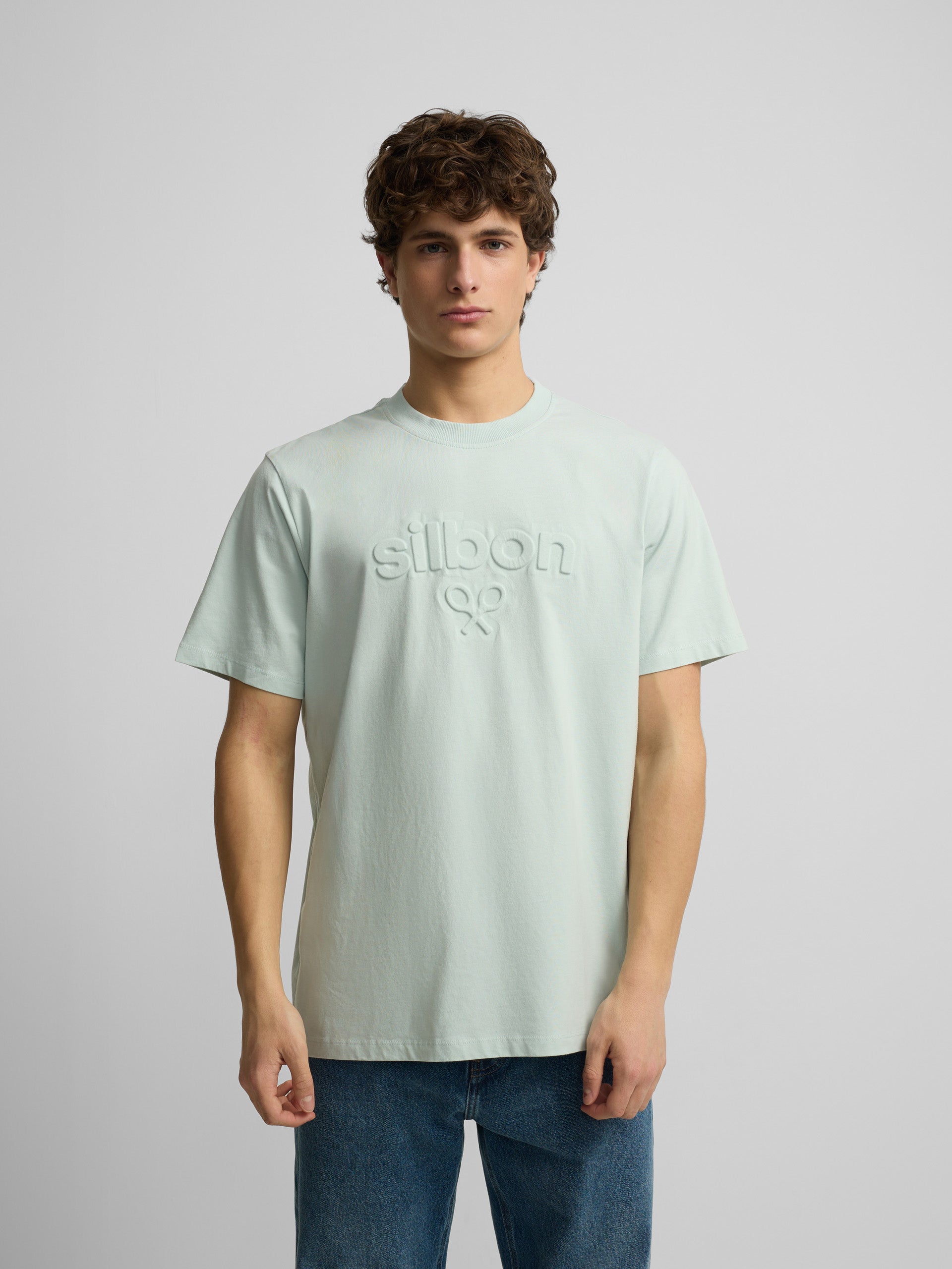 T-shirt Silbon en relief ton aigue-marine