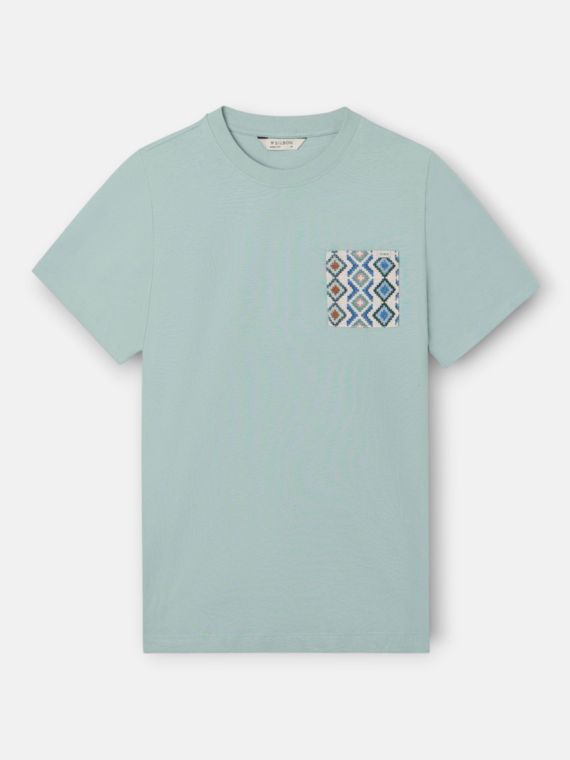 T-shirt vert à poche ethnique