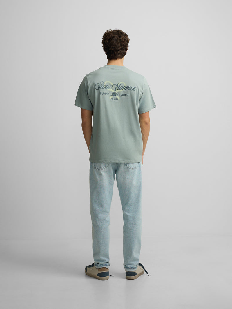 T-shirt slow summer vert gris