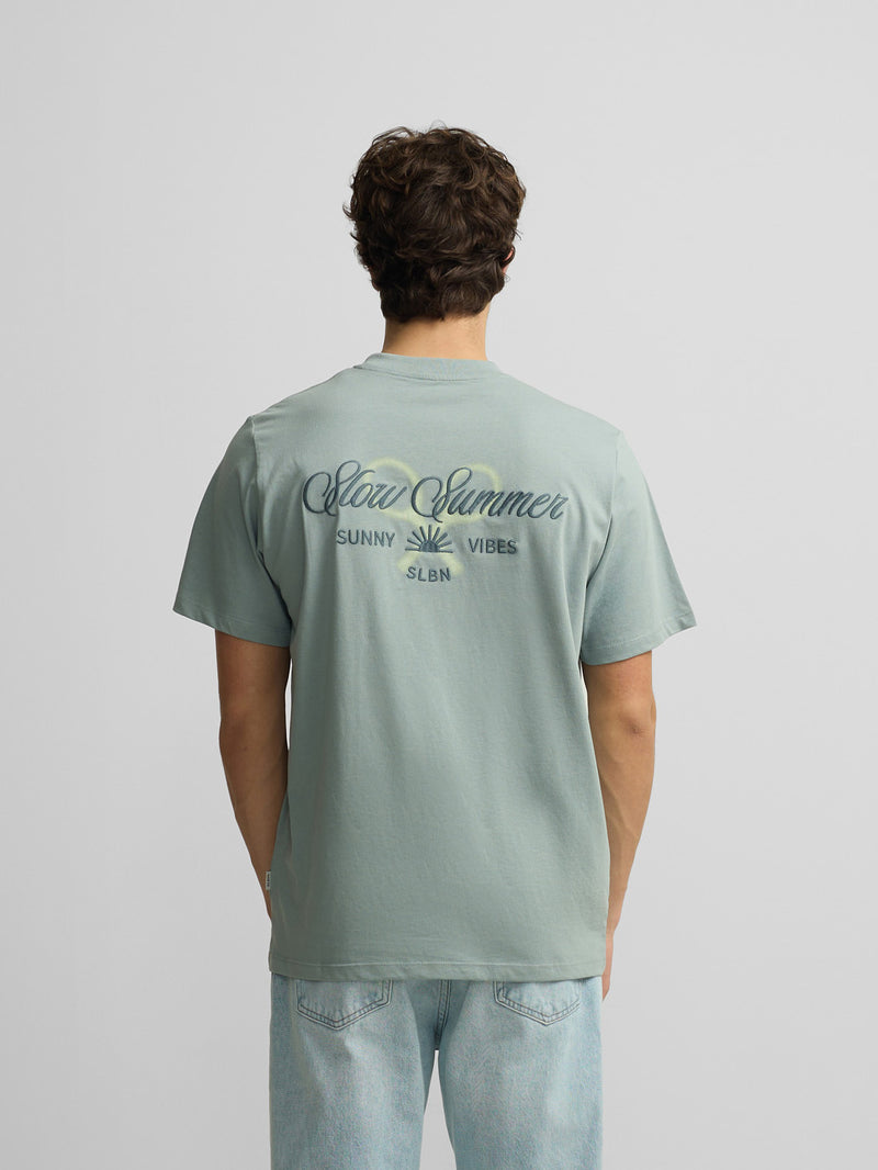 T-shirt slow summer vert gris