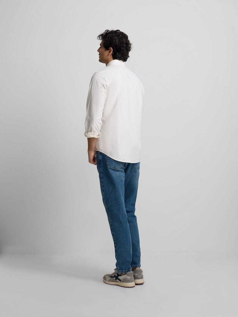 Chemise sport oxford à rayures horizontales jaunes