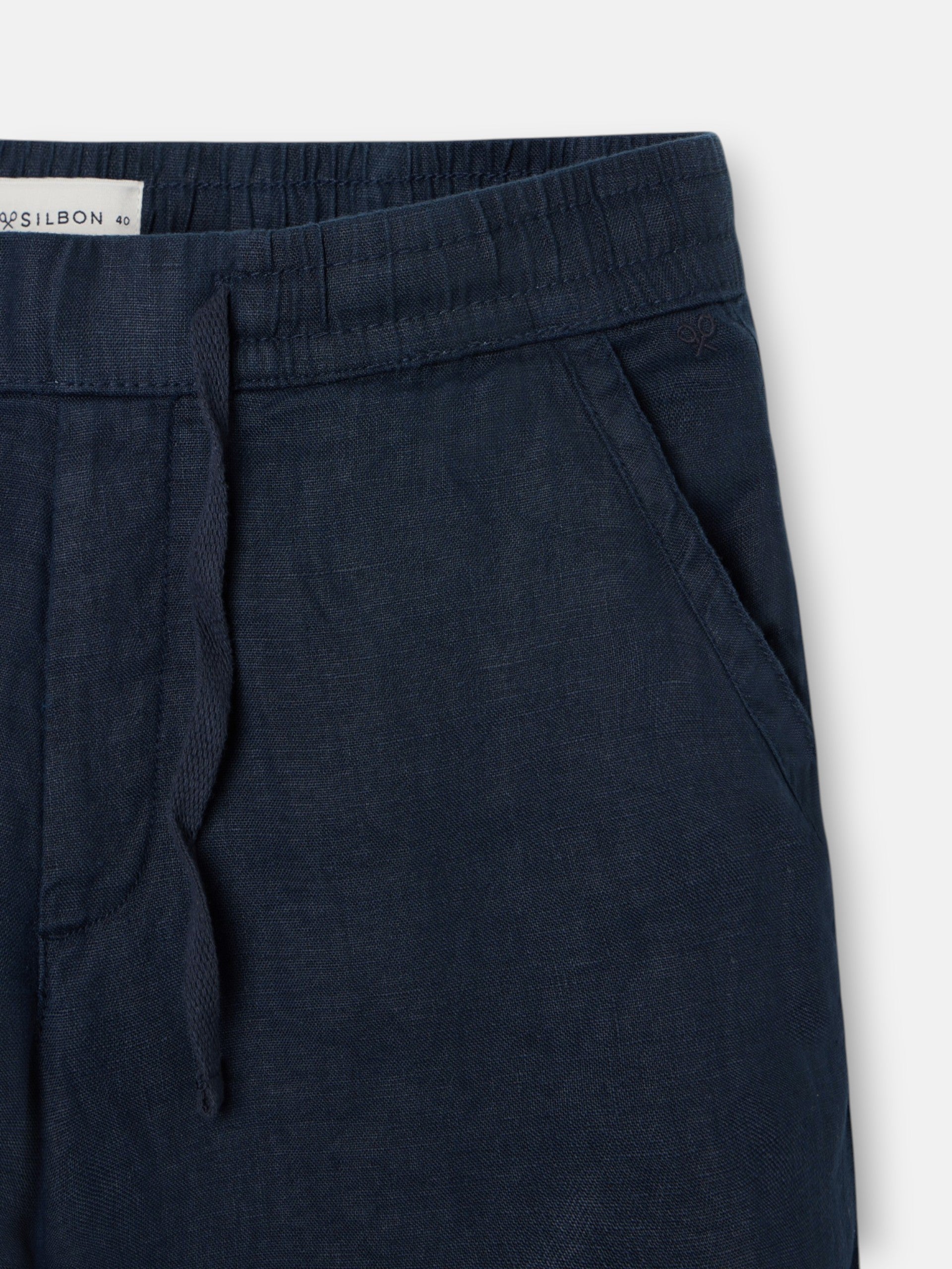 Navy blue linen jogger sport pants