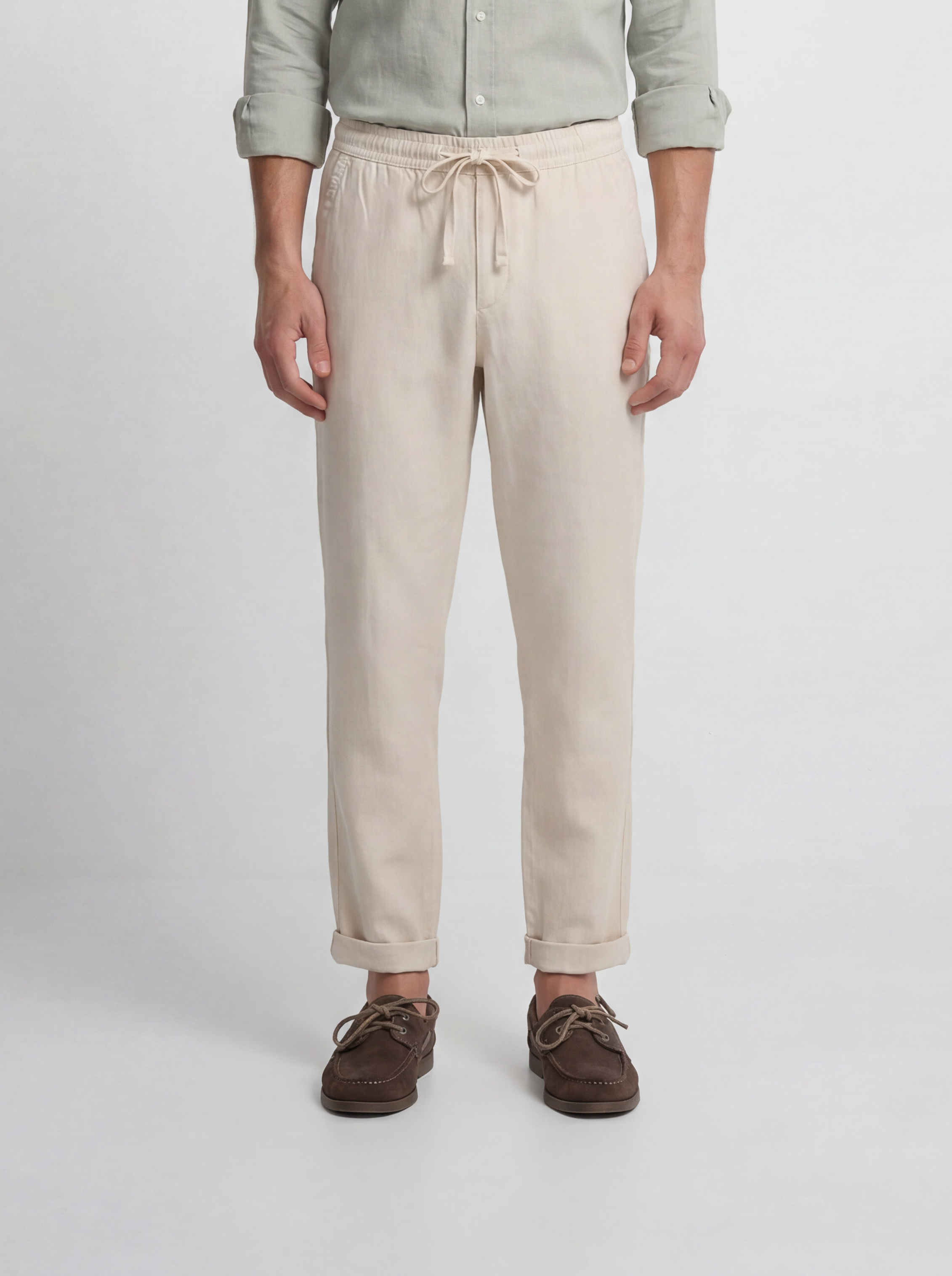 Stone linen sport jogger pants