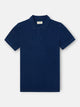 navy blue denim-style short-sleeved polo shirt