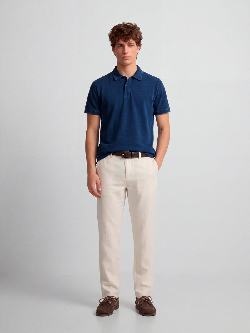 Polo manga corta style denim azul marino