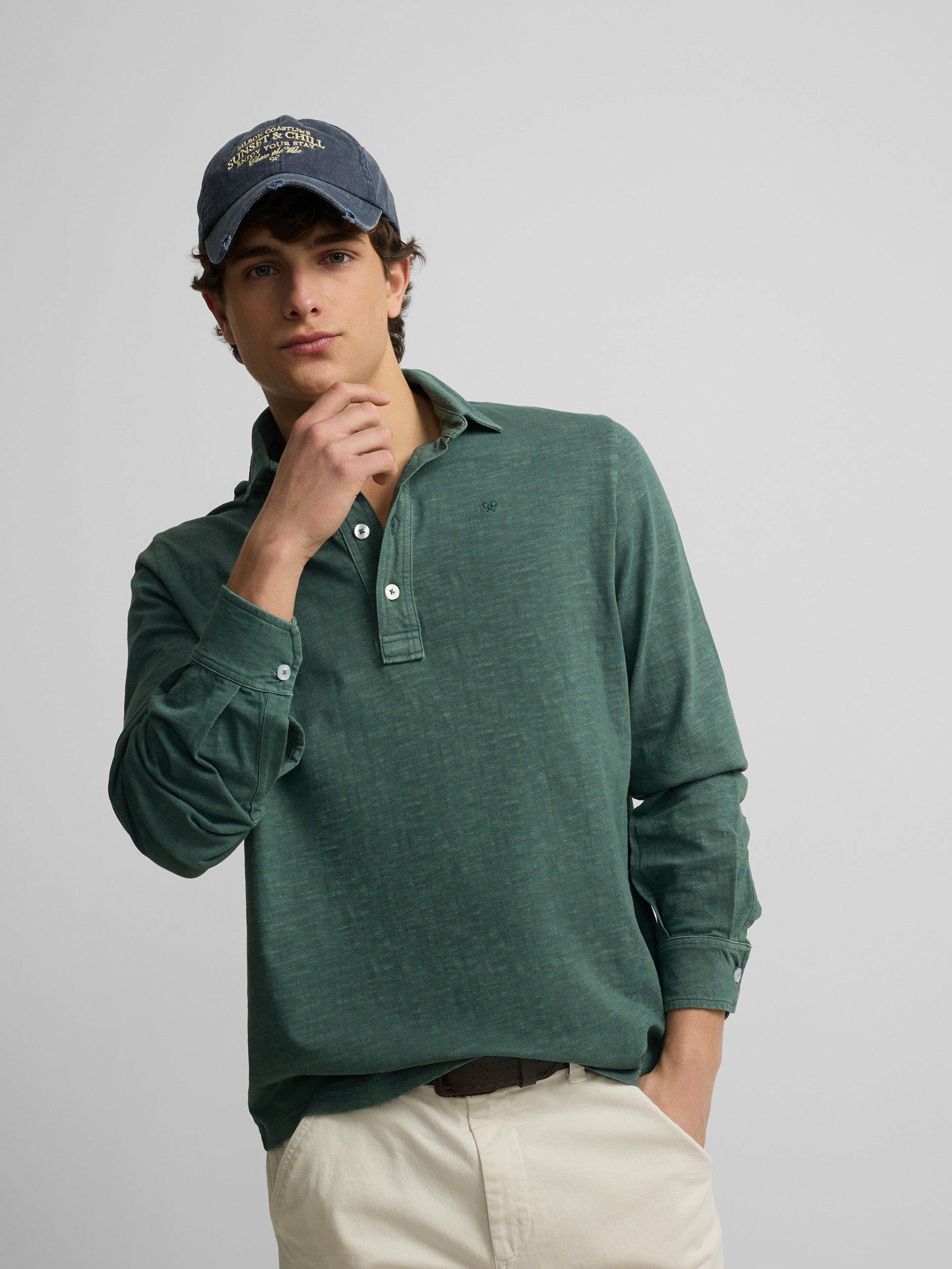 Polo manga larga sport verde