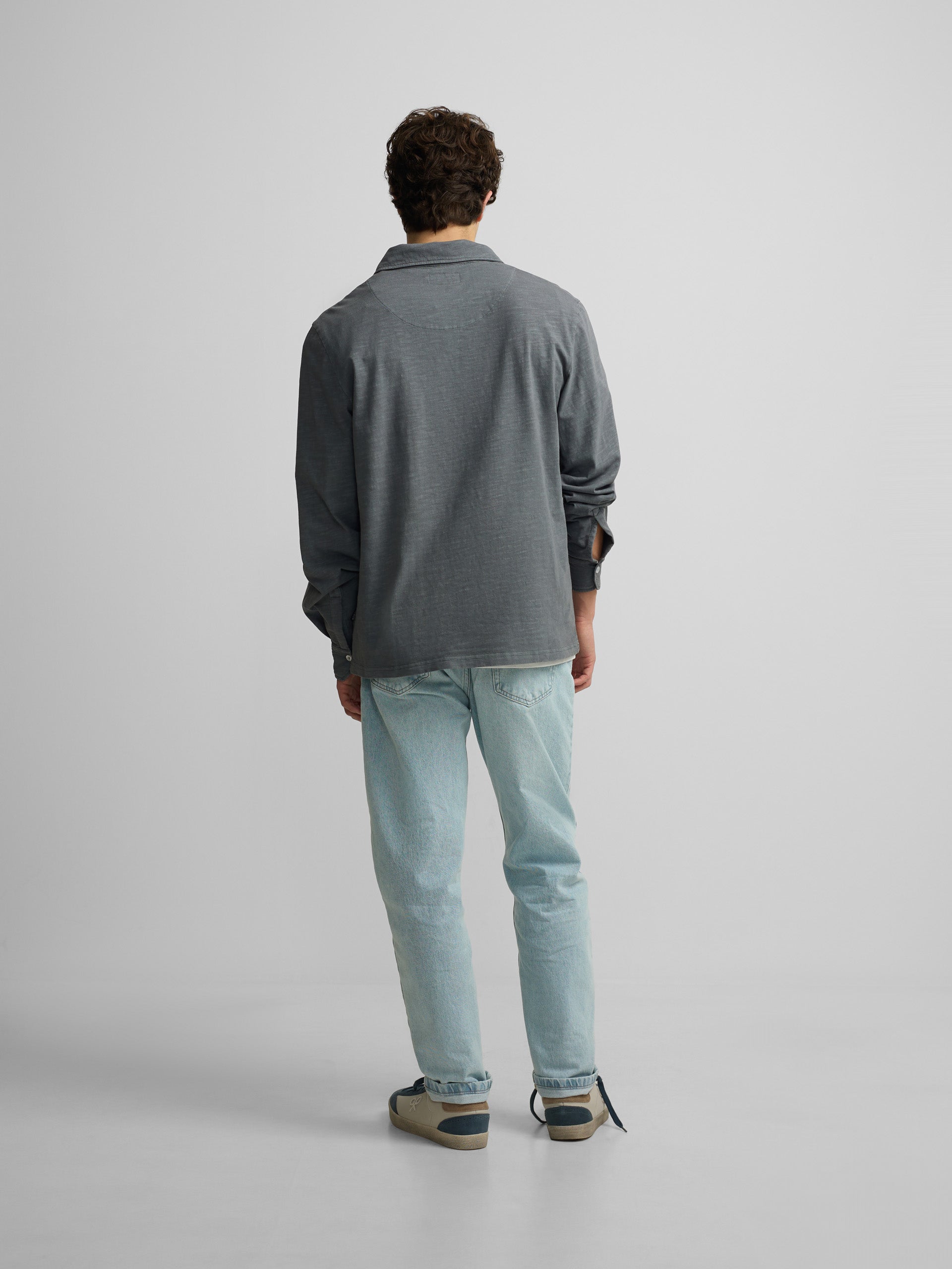 Polo de manga comprida sport cinzento