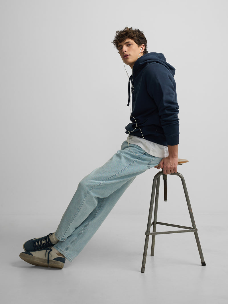 Sudadera capucha Silbon raqueta media azul marino