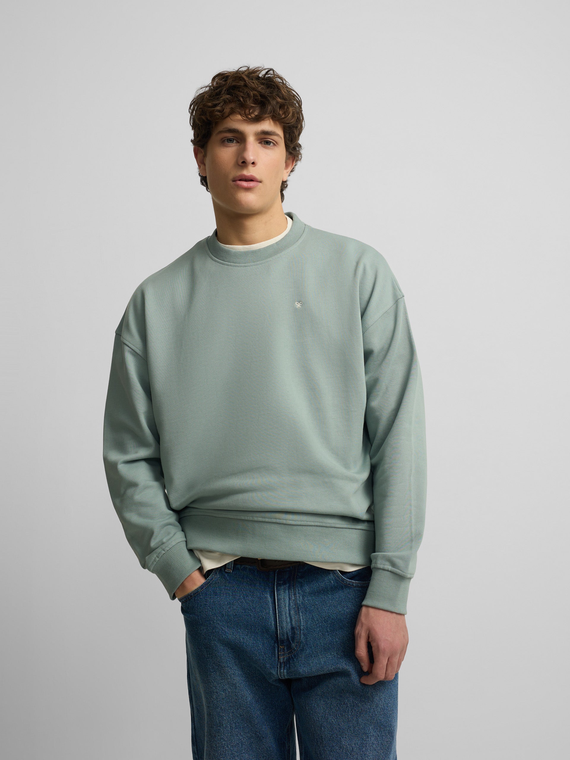 Sudadera relaxed fit plans verde gris