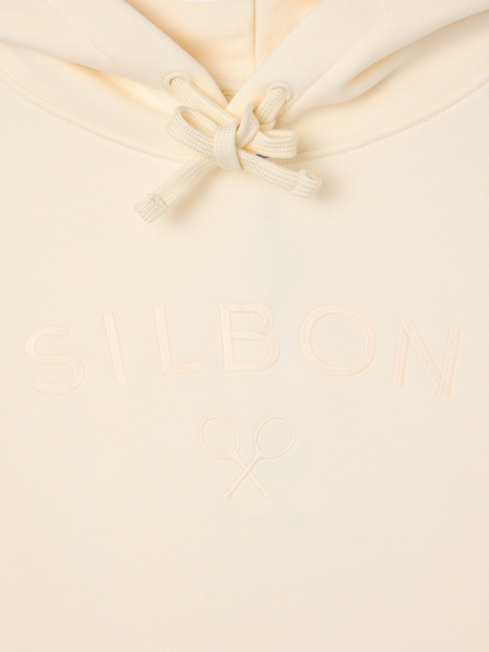 Silbon half-racket cream hoodie