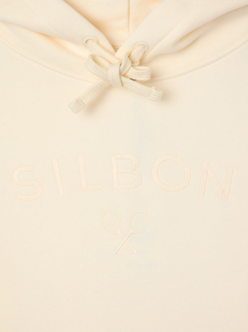Sweatshirt com capuz Silbon raquete meia creme