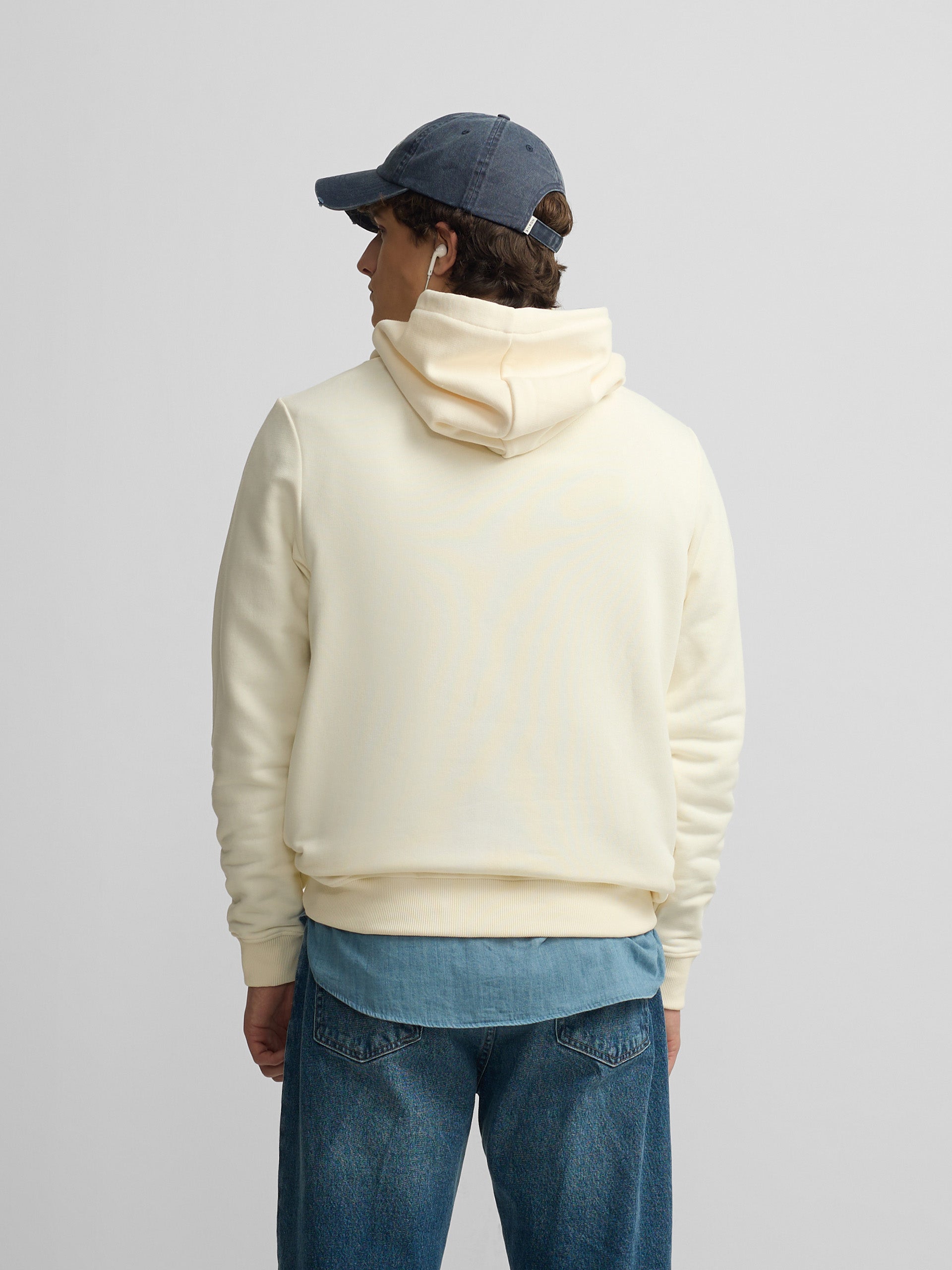 Silbon half-racket cream hoodie