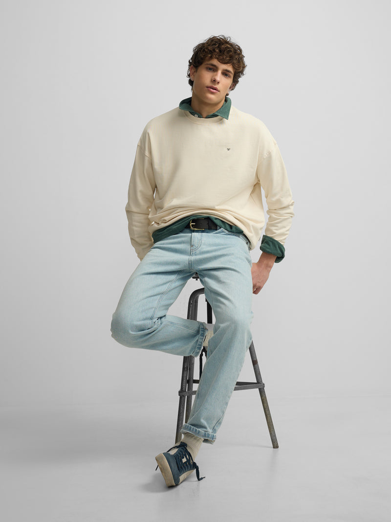Sweat-shirt coupe décontractée plans crème