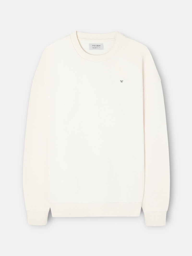 Sweat-shirt coupe décontractée plans crème