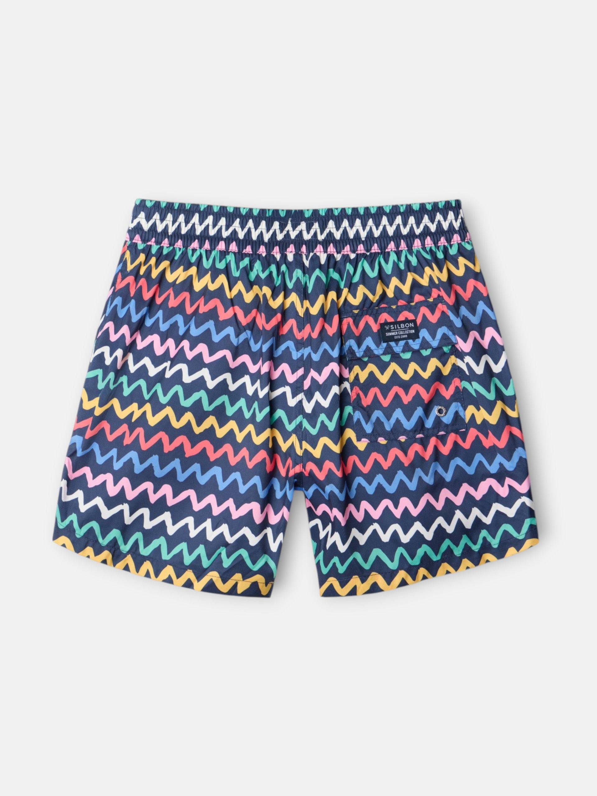 Navy blue multicolored zigzag swimsuit