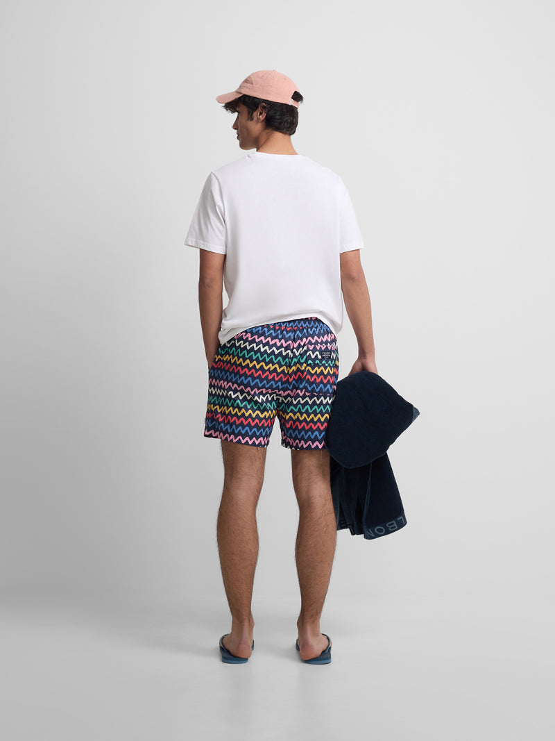 Multicolor zigzag navy blue swimsuit