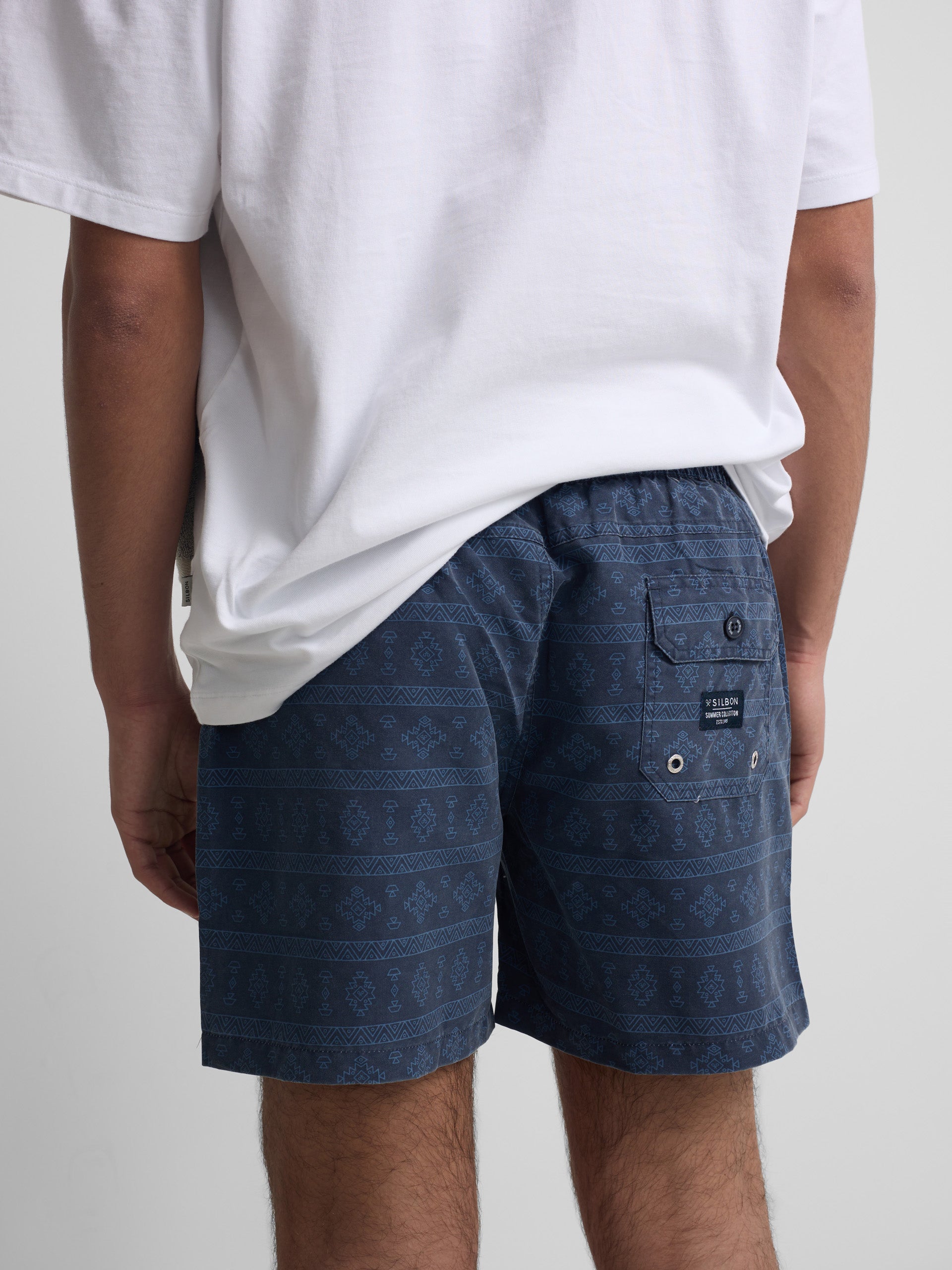 Ethnic swimsuit, washed navy blue