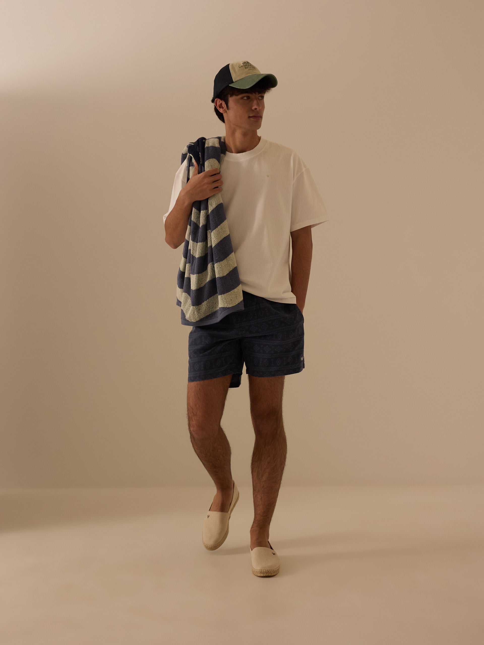 Ethnic swimsuit, washed navy blue