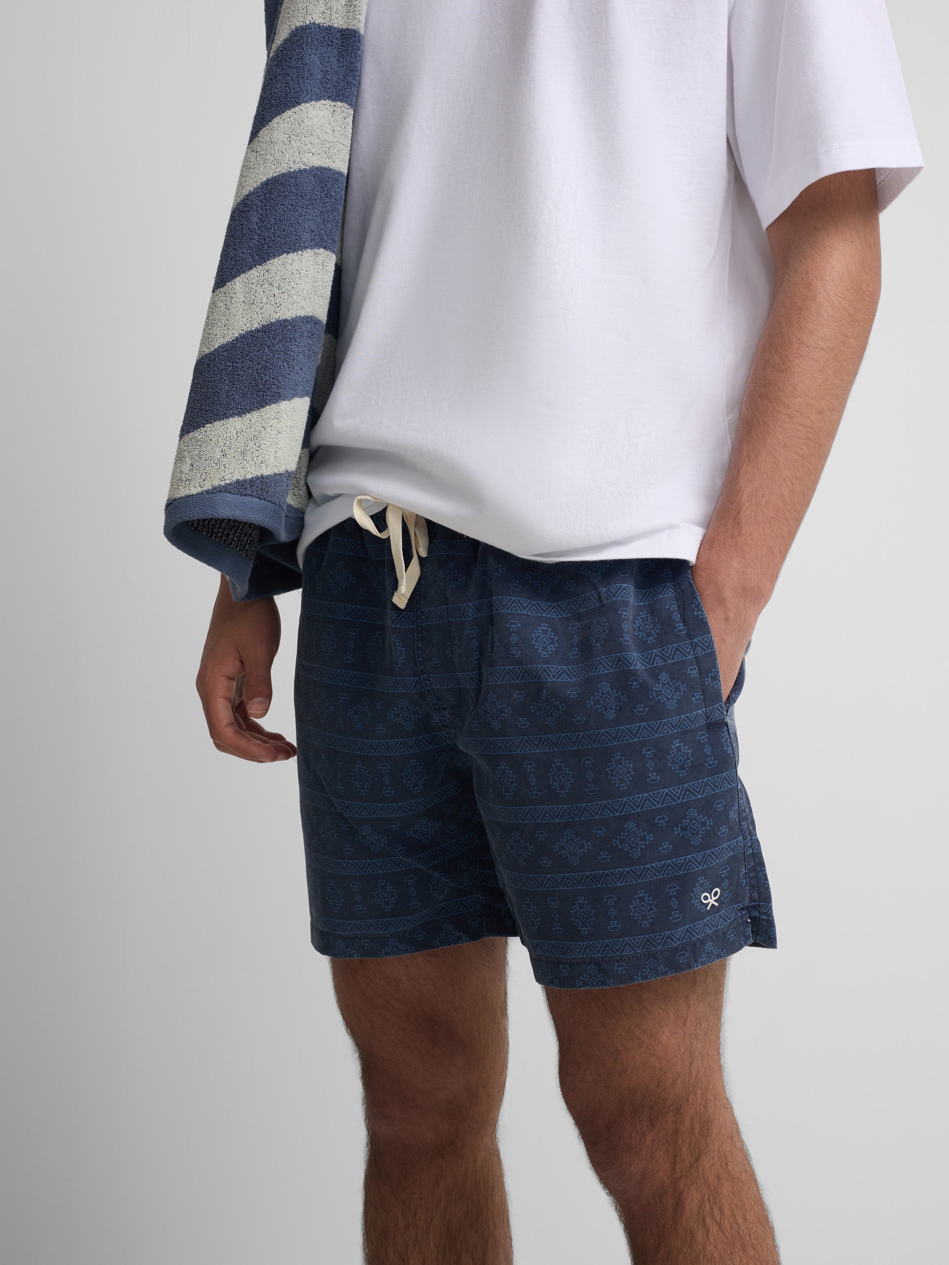 Ethnic swimsuit, washed navy blue