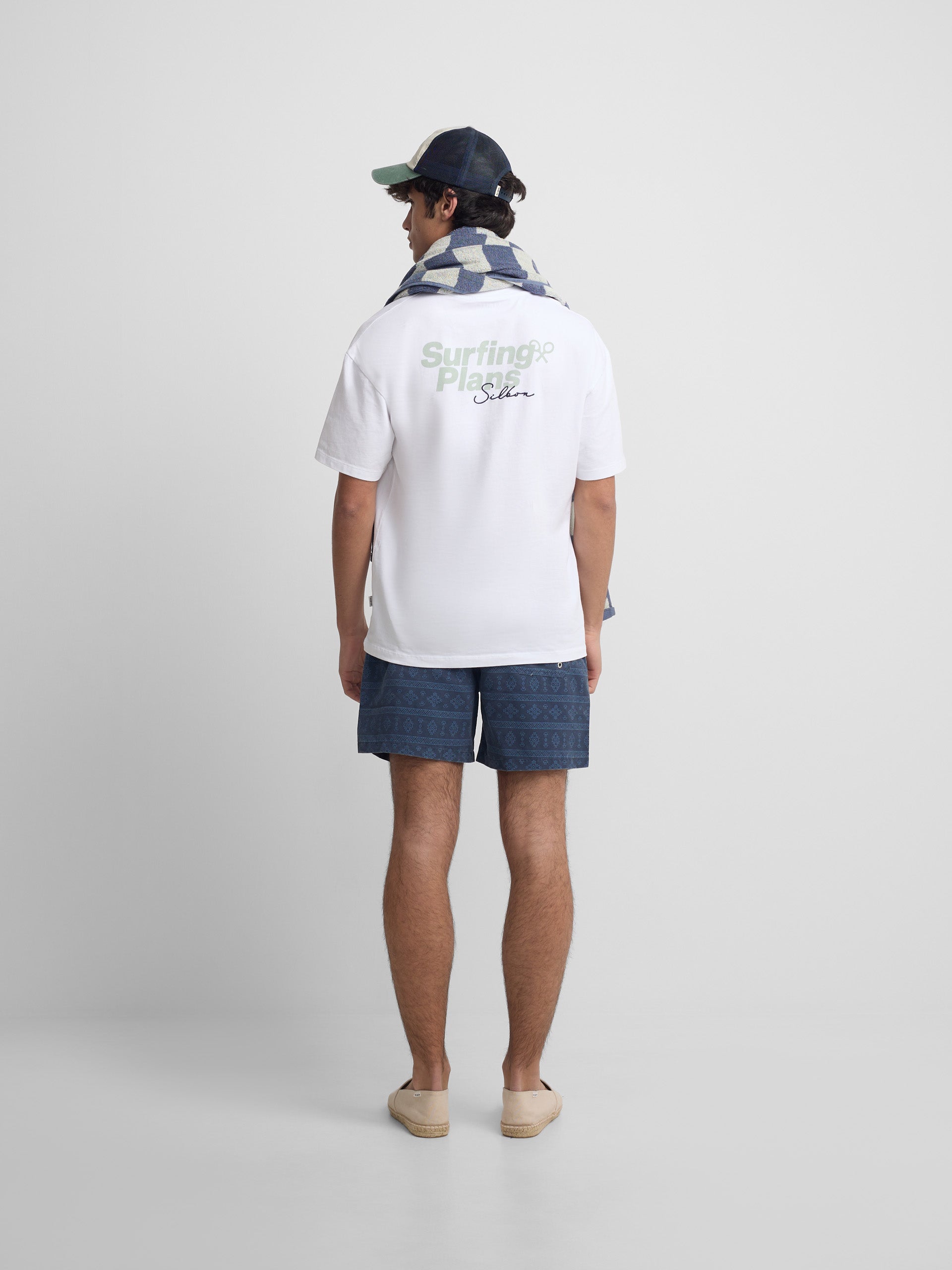 Ethnic swimsuit, washed navy blue