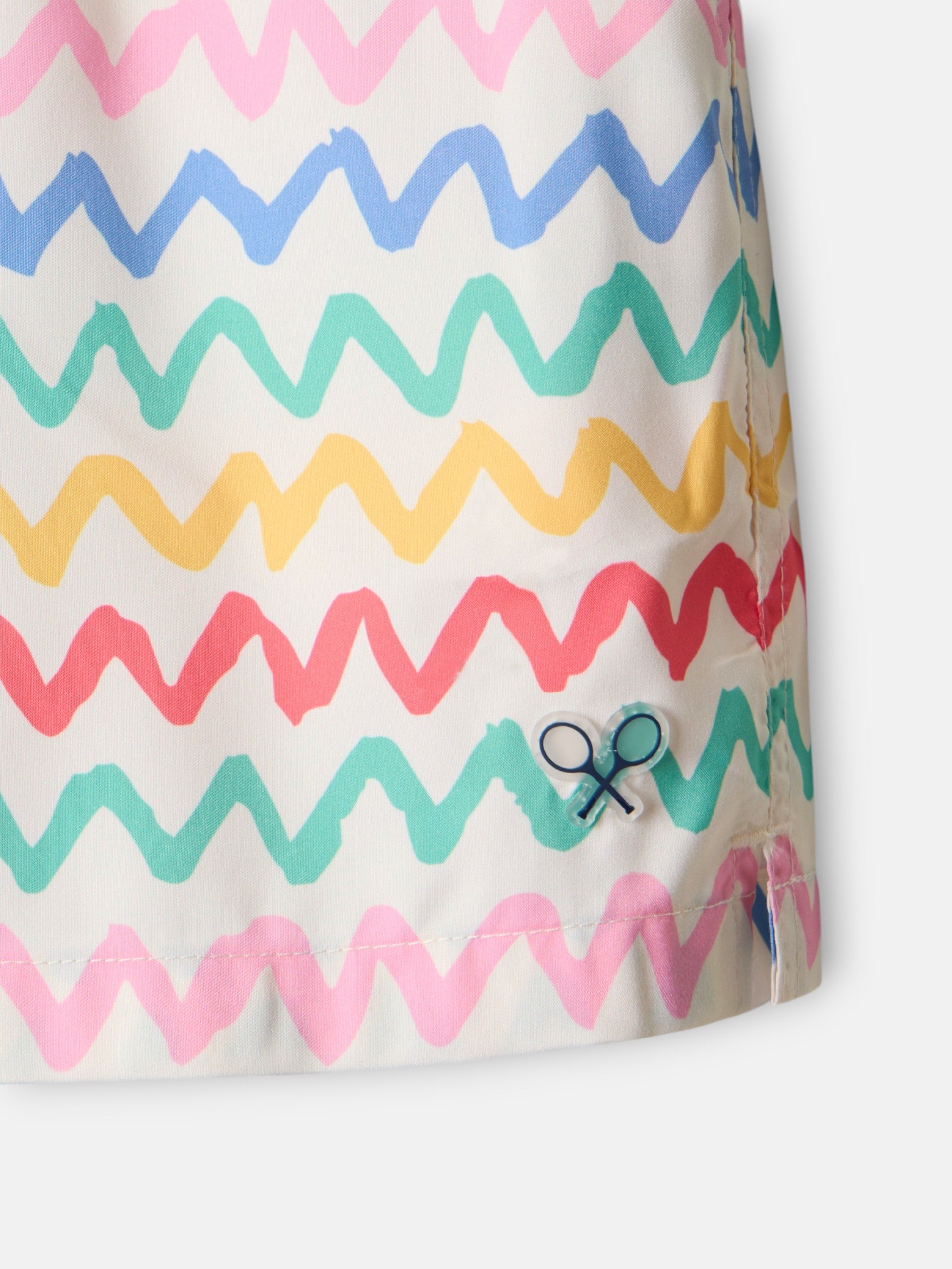 Cream multicolored zigzag swimsuit