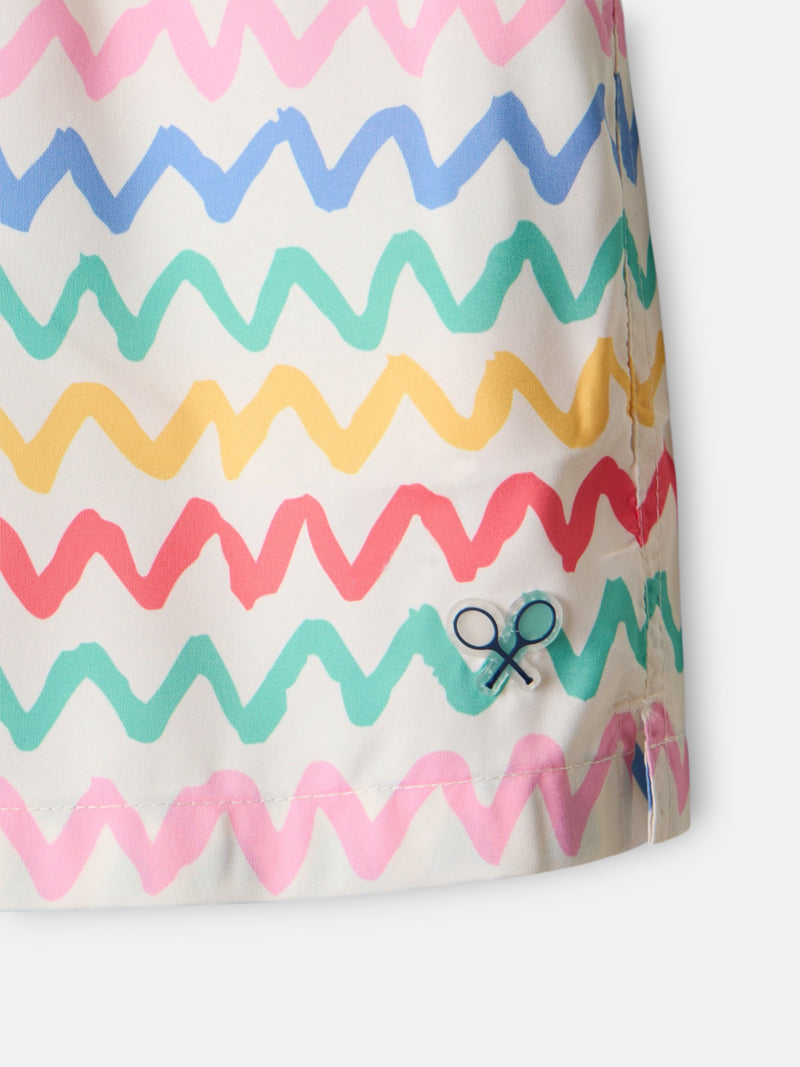Bañador zigzag multicolor crema