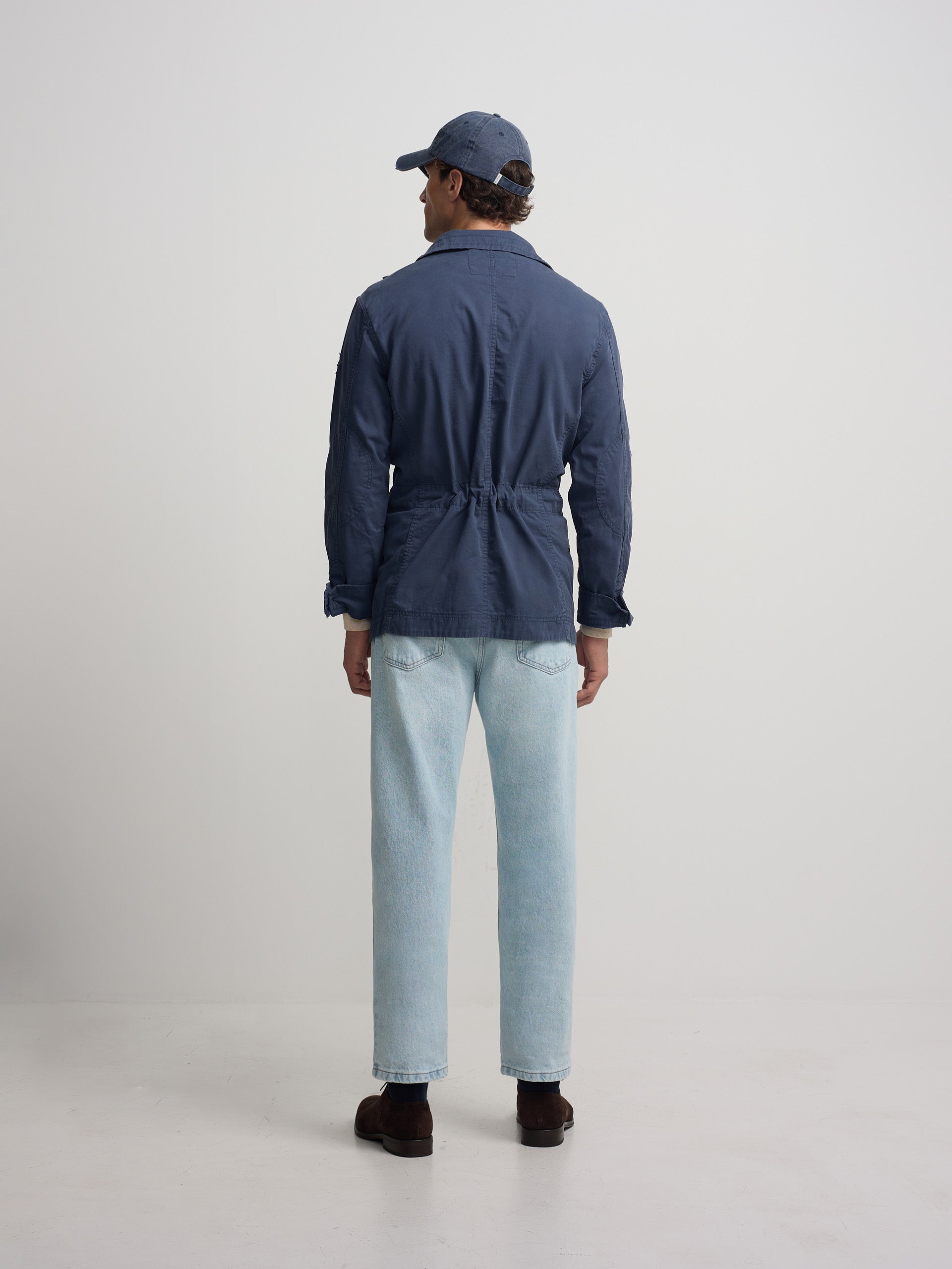 Navy blue patched parka