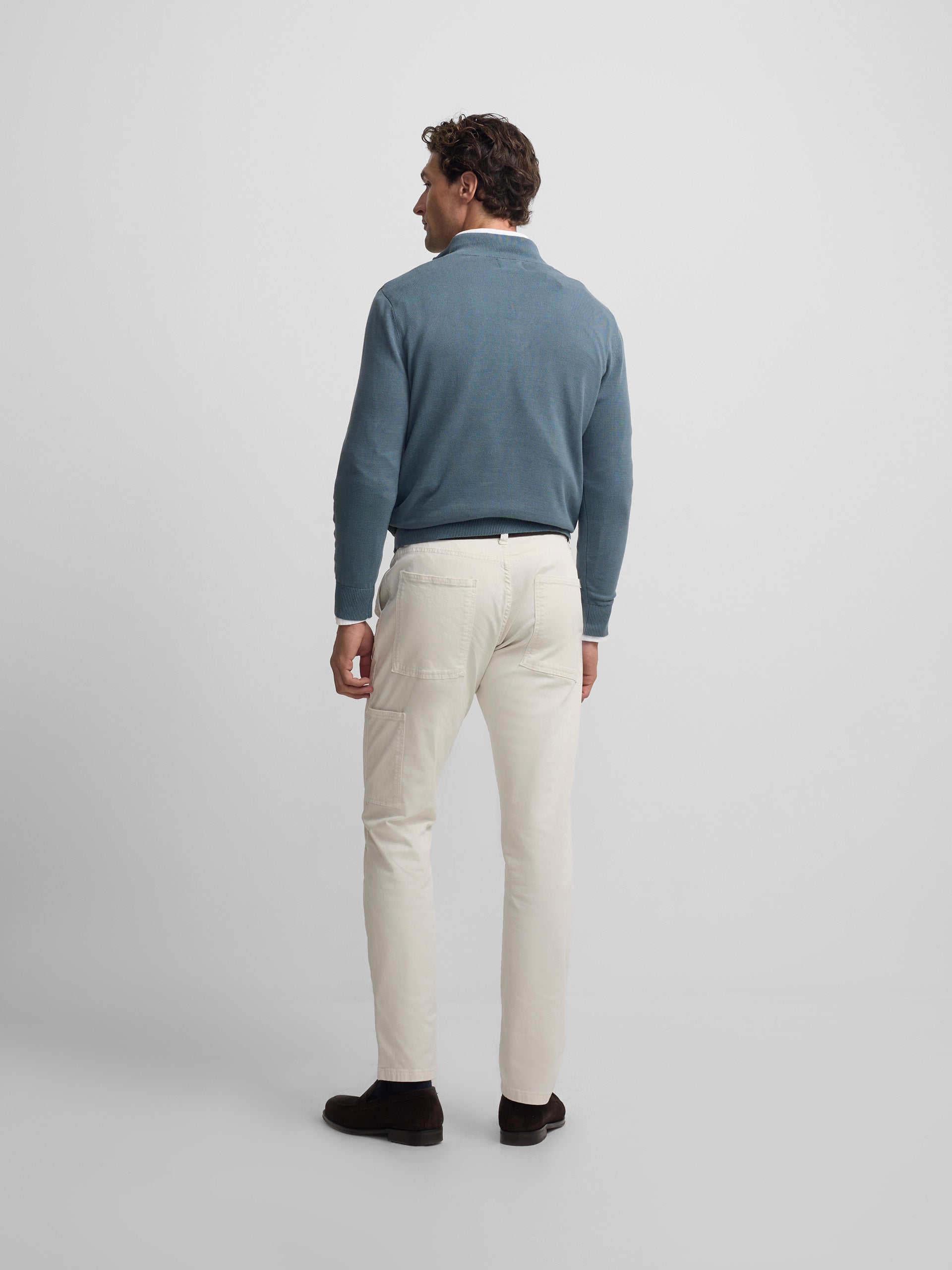 Jersey liso media cremallera azul petroleo