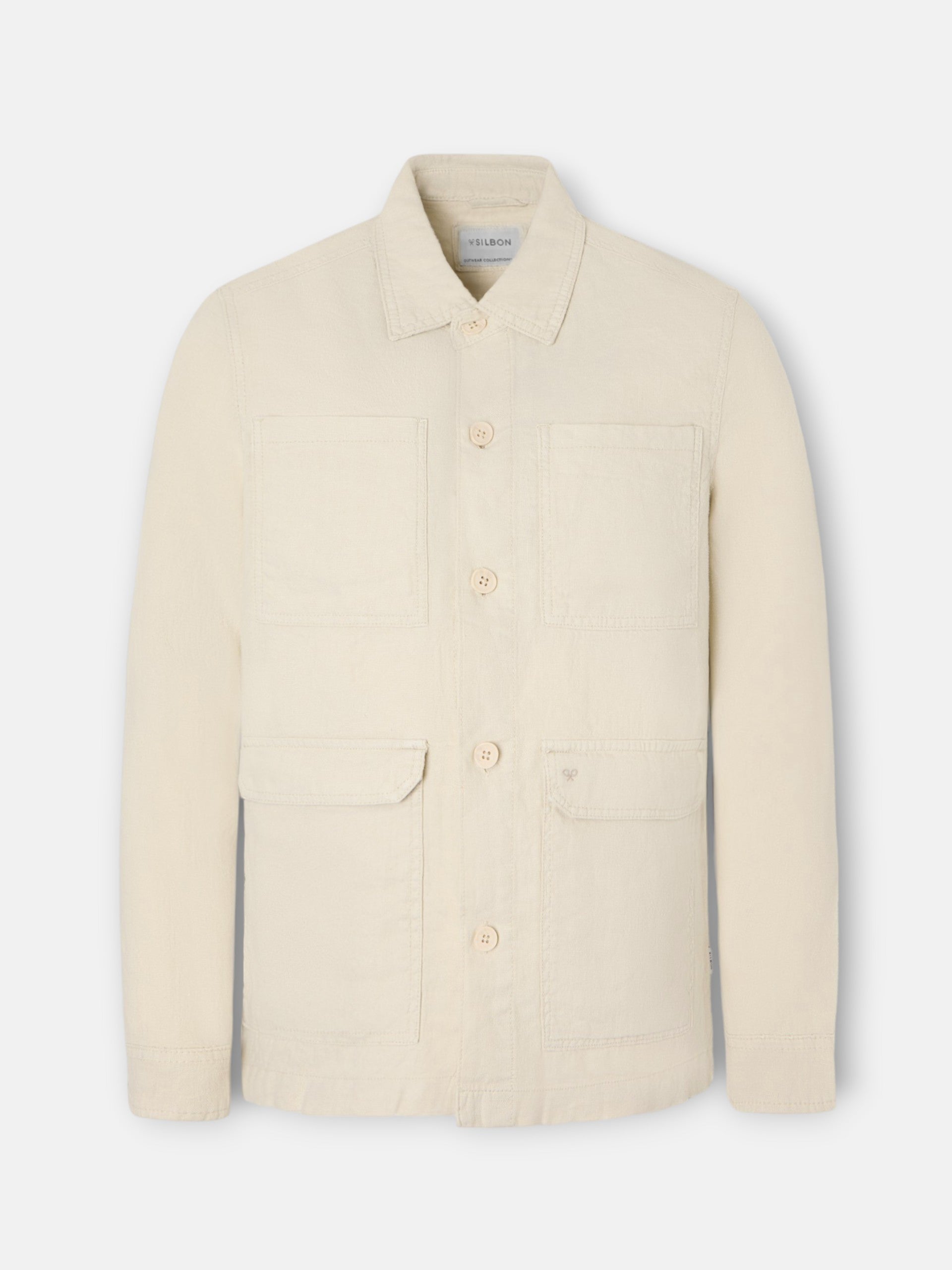 Sobrecamisa lino beige medio