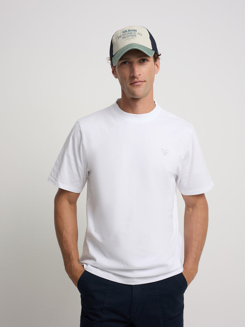 T-shirt blanche avec lettrage raquettes