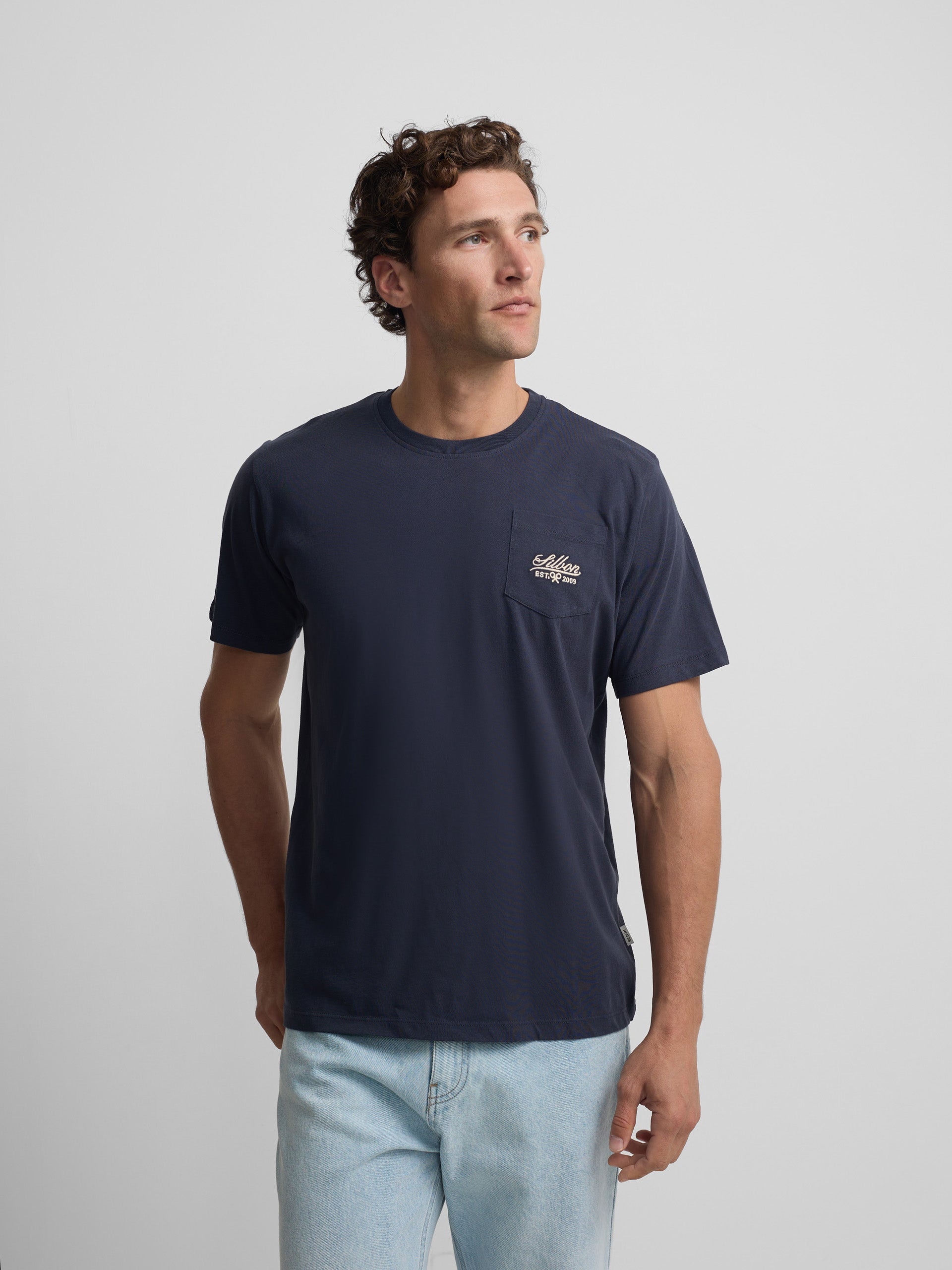 Navy blue Garmet Dye pocket t-shirt