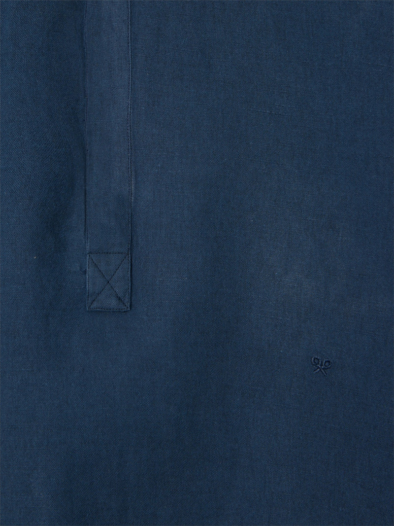 Chemise en lin uni bleu marine
