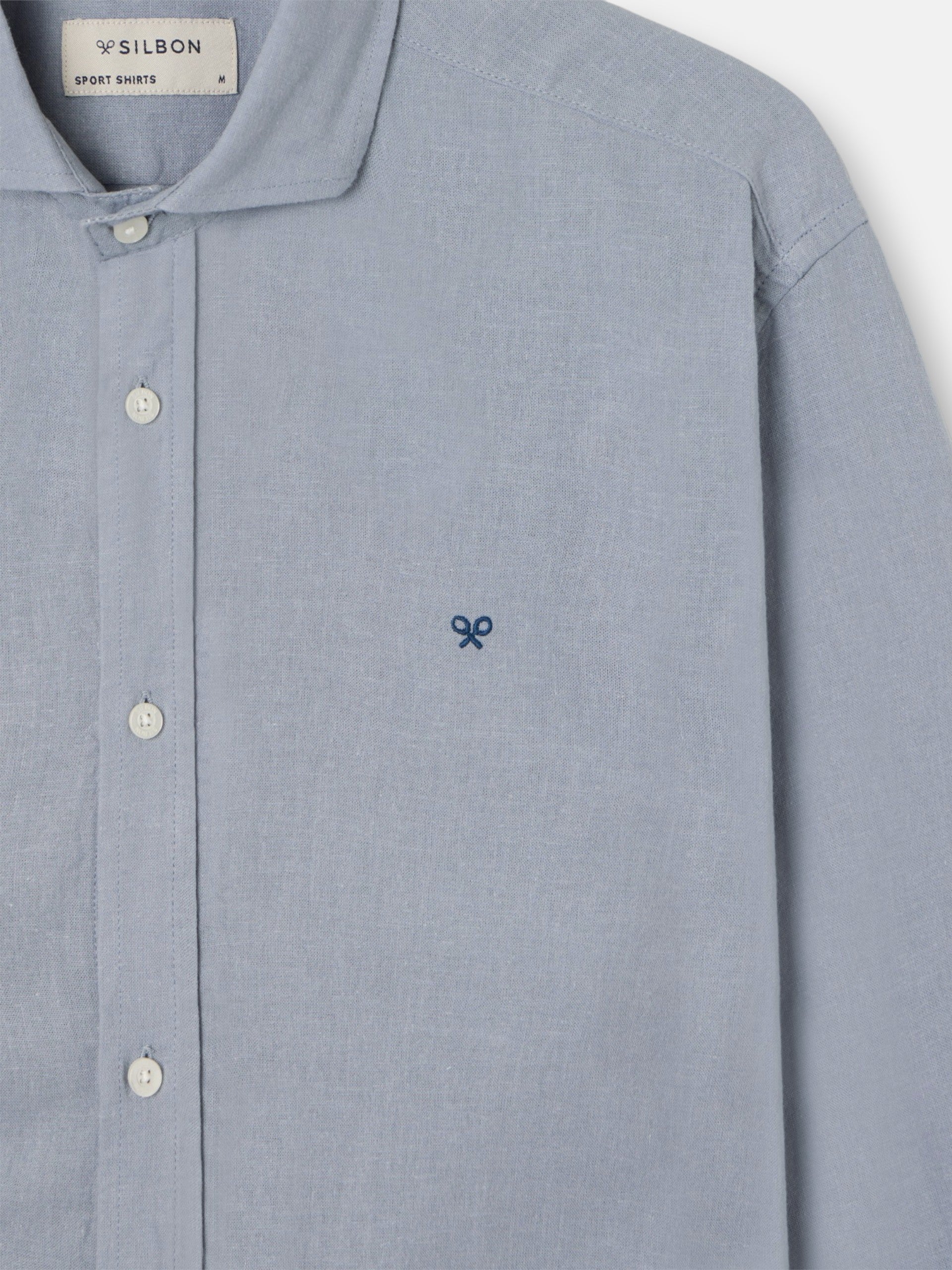 blue-grey linen sport shirt