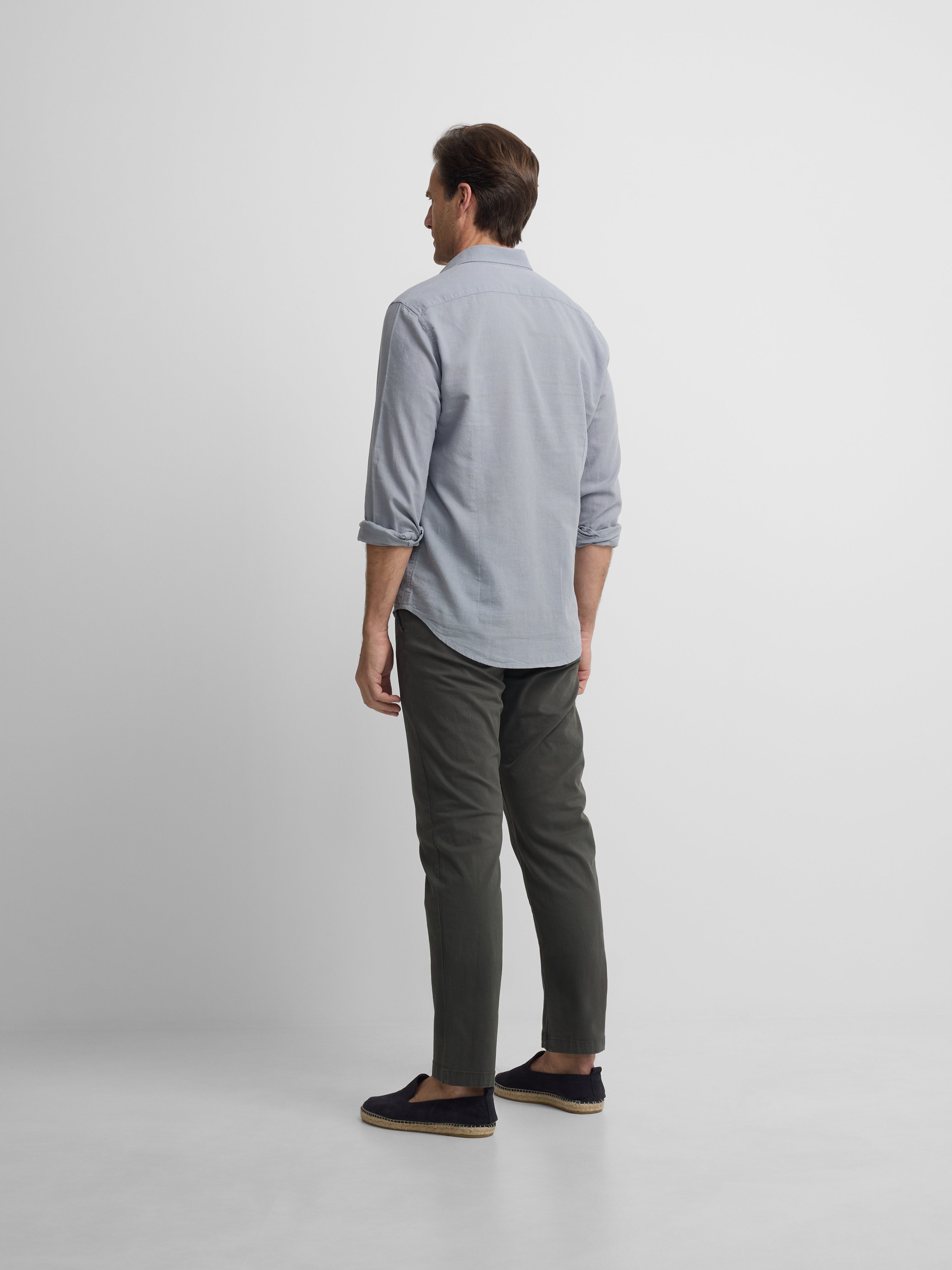 chemise sport en lin bleu-gris