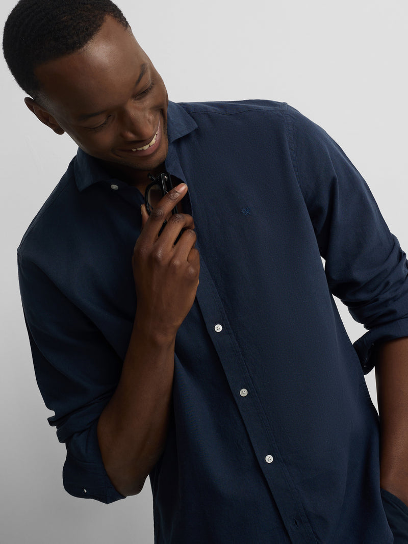 Camisa sport lino azul marino