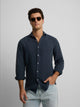 Camisa sport warm linen azul-marinho