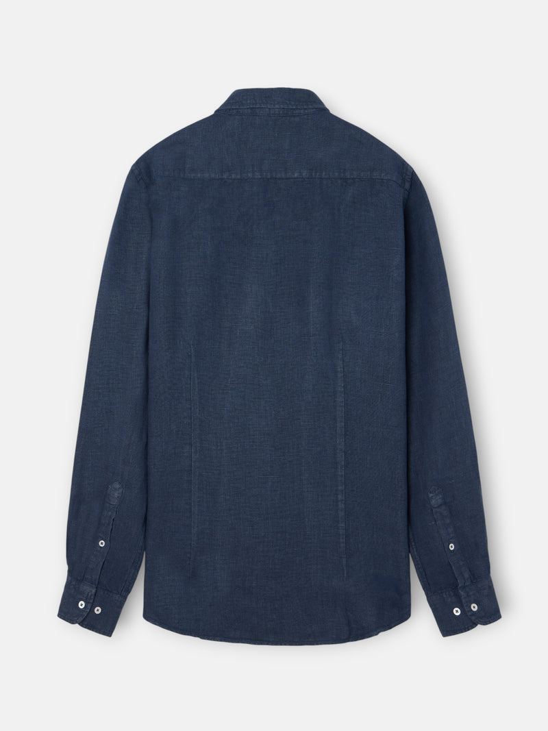 Camisa sport warm linen azul-marinho