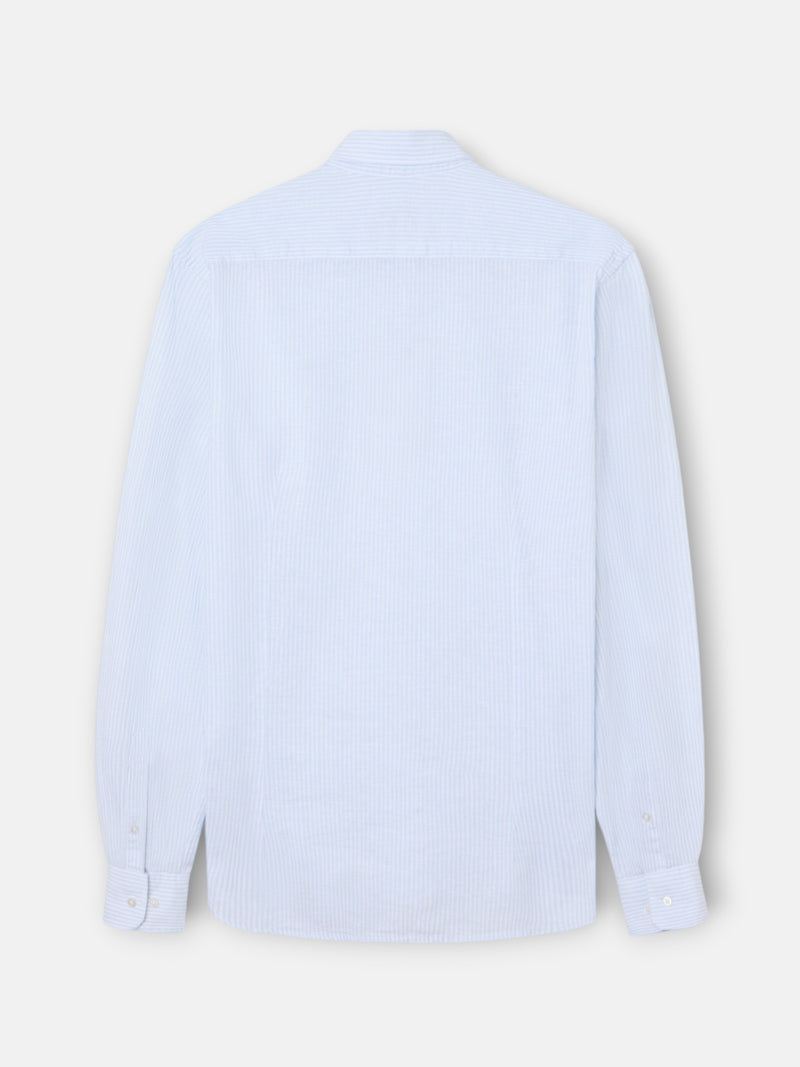 Camisa sport lino rayas celeste