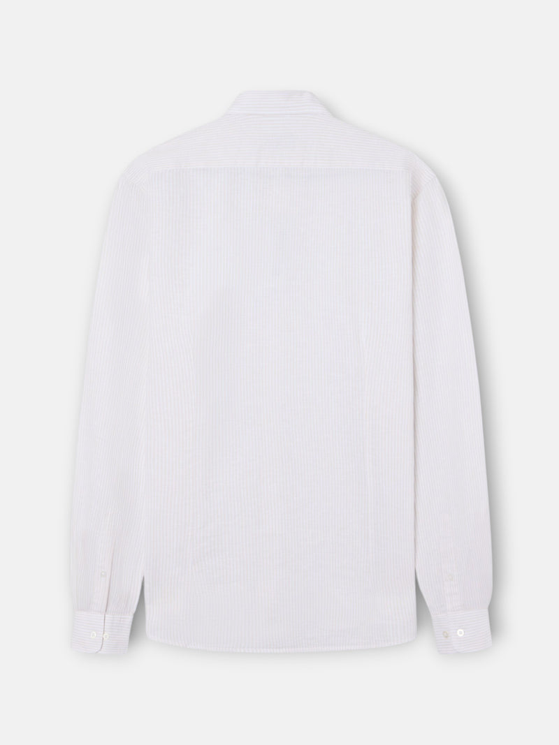 Camisa sport lino rayas beige