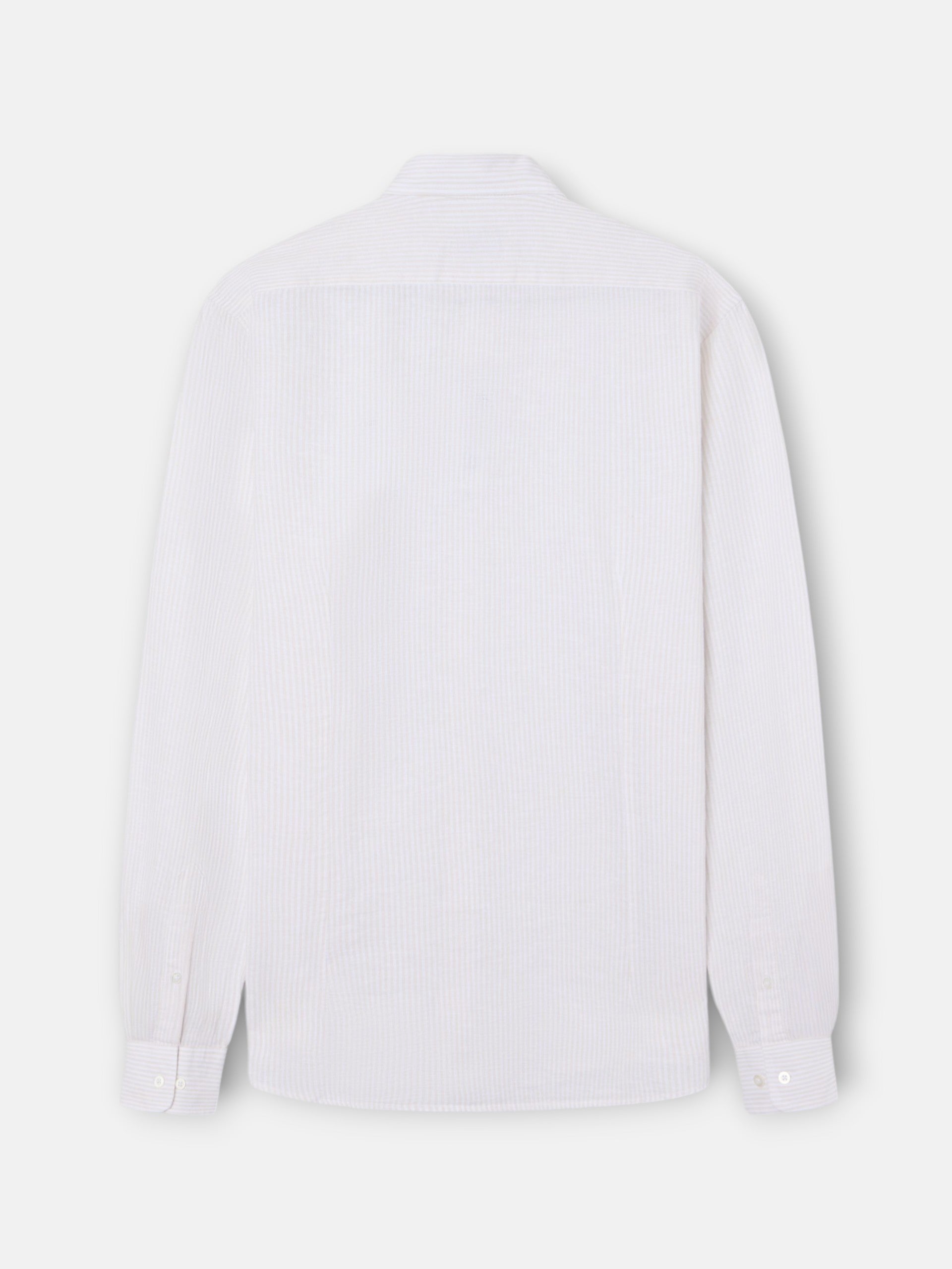 Chemise sport en lin à rayures beige