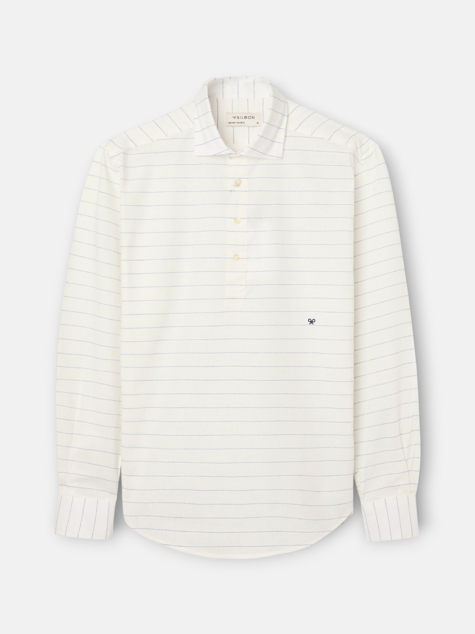 T-shirt sport en lin rayé ample bleu