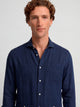 Guayabera sport en lin bleu marine