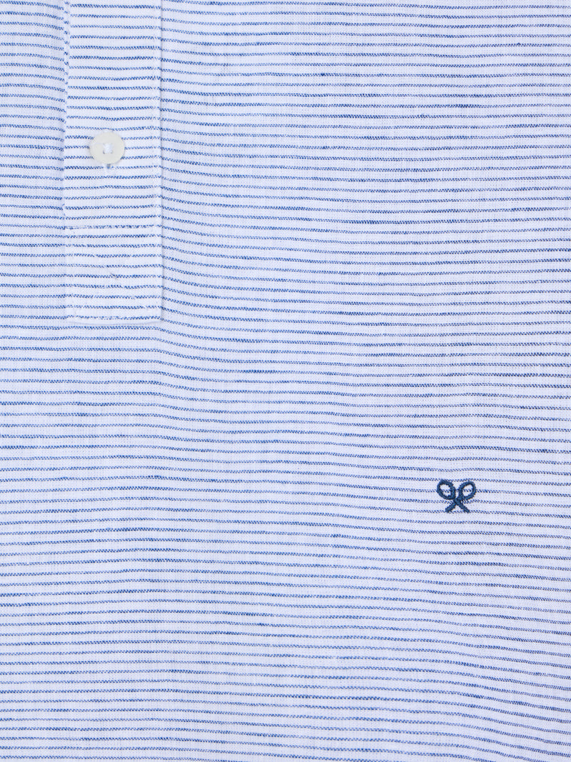 Polo sport en lin rayé horizontalement bleu marine
