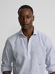 Navy striped linen sport polo