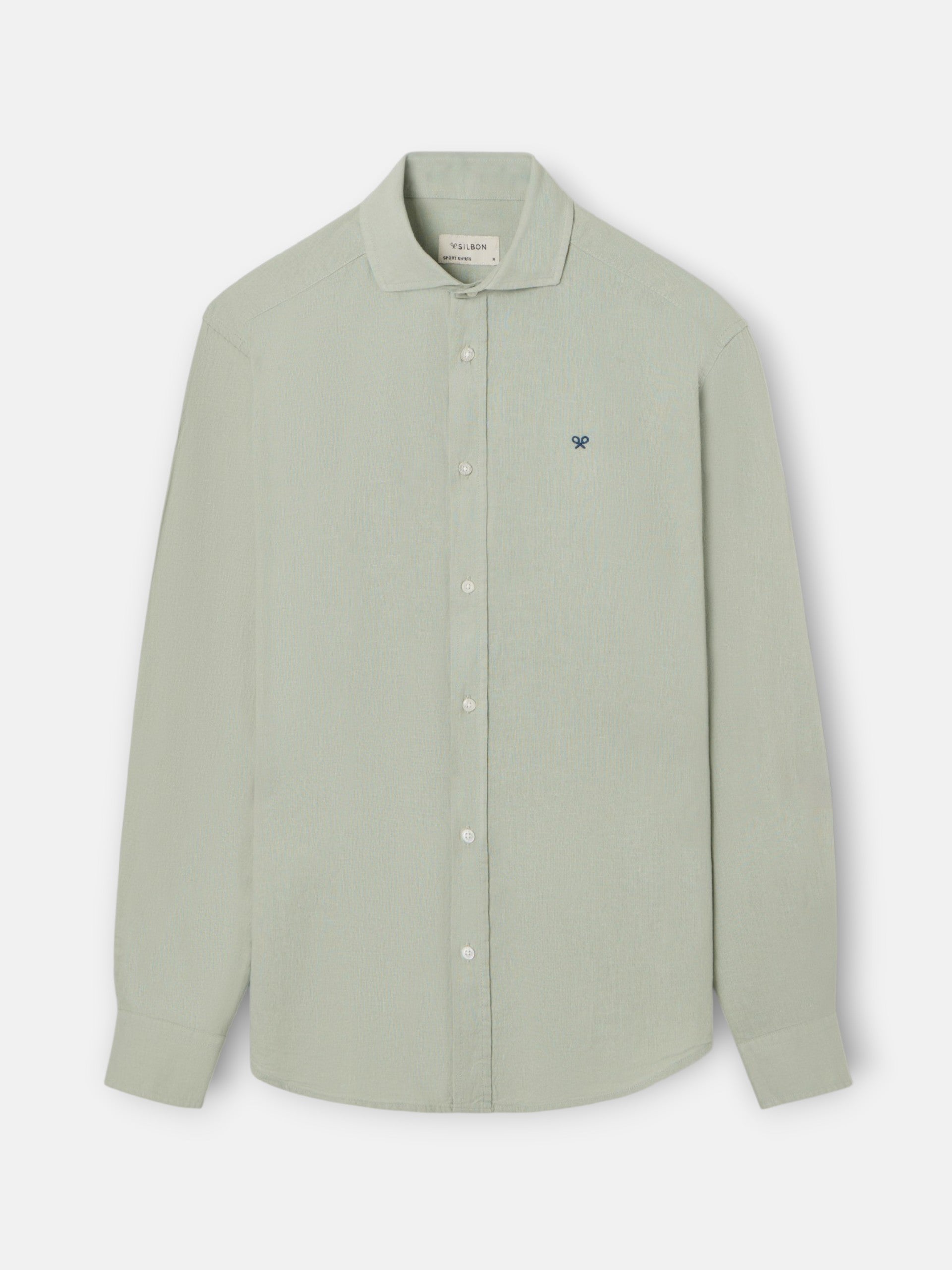 medium green linen sport shirt