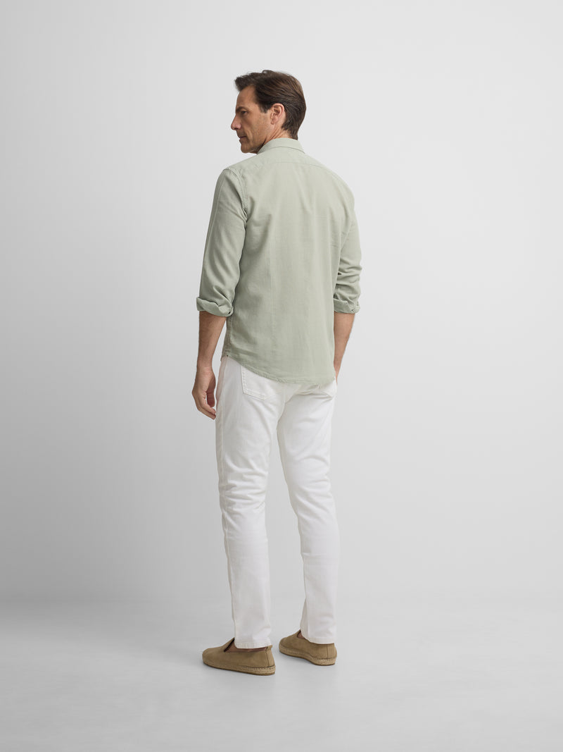 Chemise sport en lin vert moyen