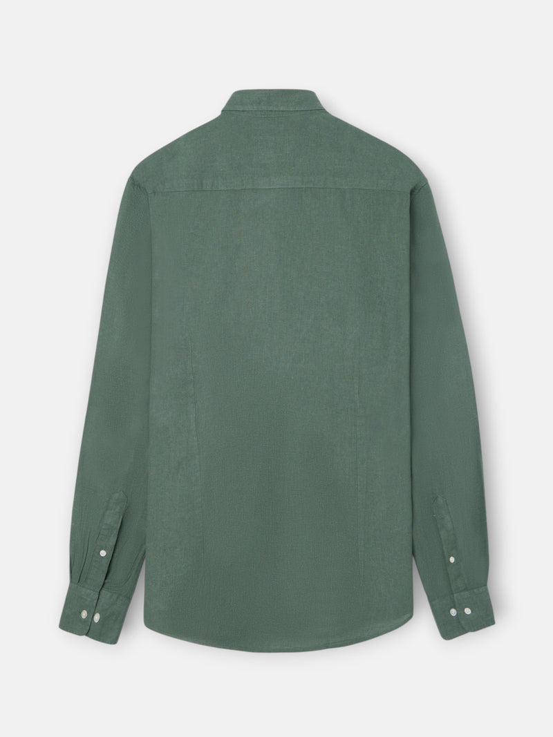 Camisa sport lino verde oscuro